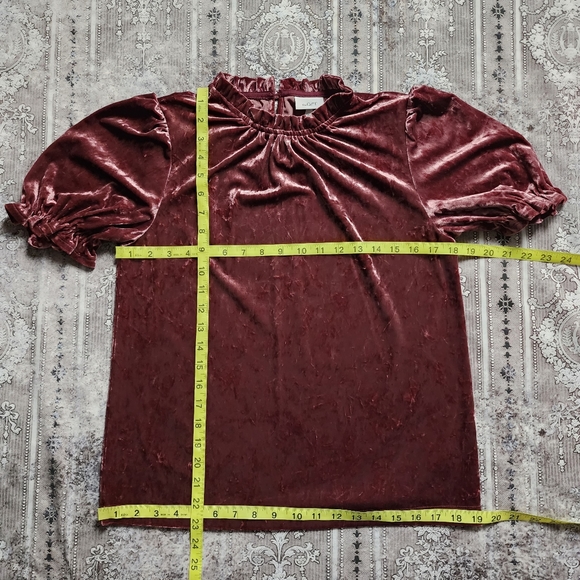 the GeT Purple Velvet Puff Sleeve Top - Picture 7 of 9